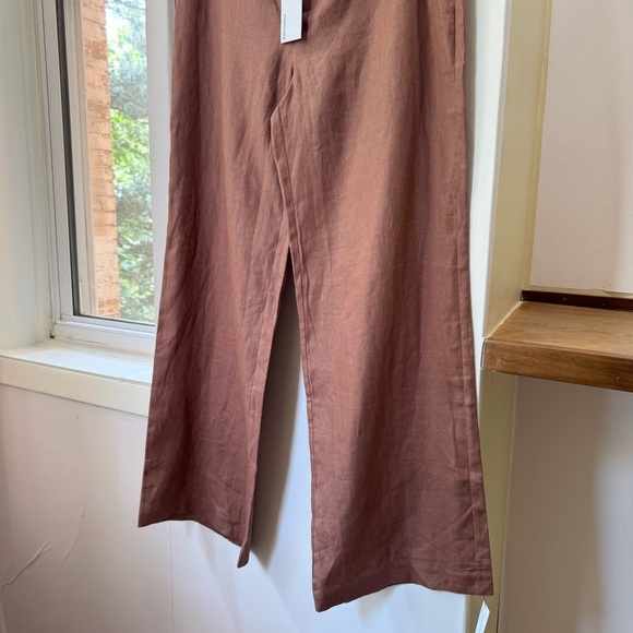 NWT Reformation Vida Linen Low Rise Pant Straight Leg Mink 10 - Picture 12 of 15